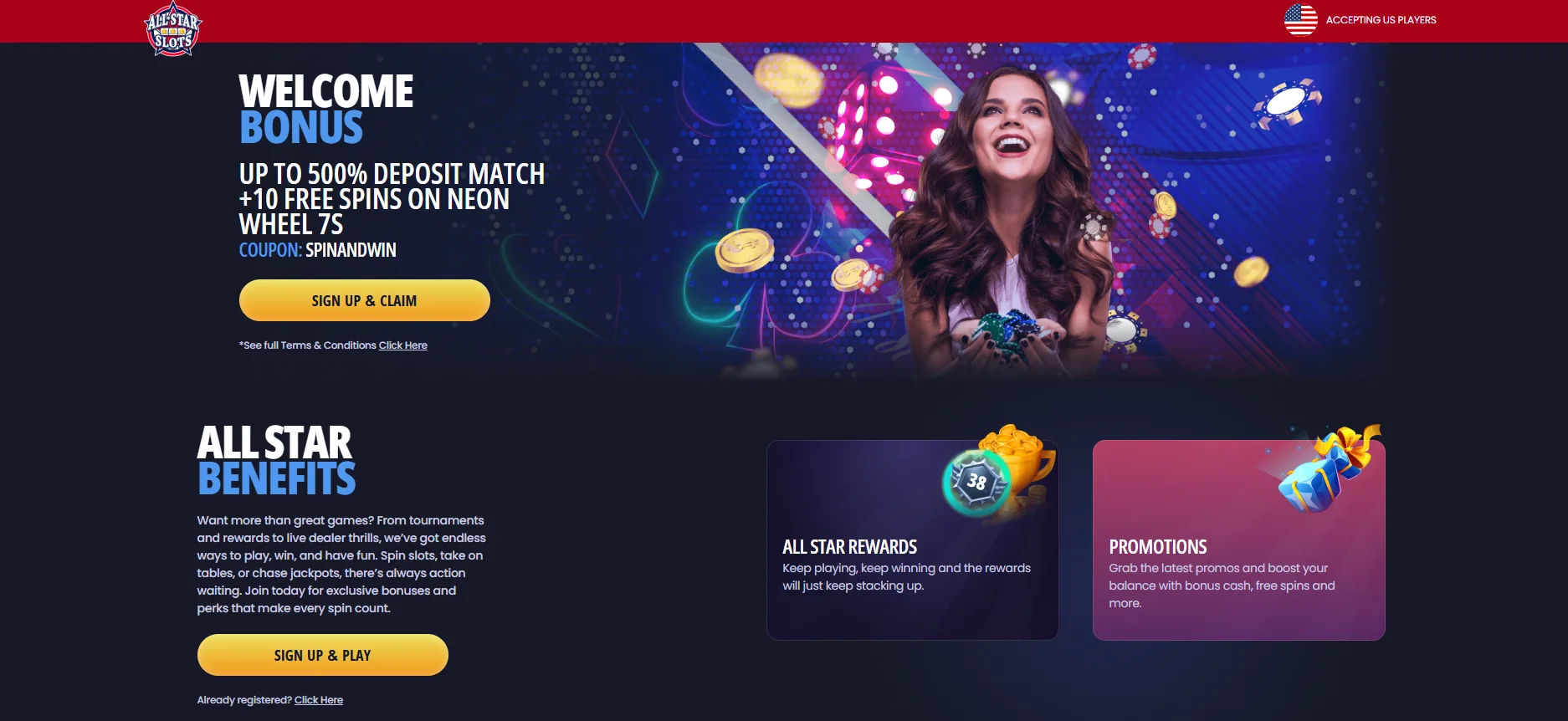 All Star Slots casino homepage